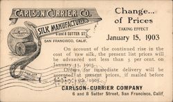 Carlson Currier Company, Silk Manufacturers San Francisco, CA Postcard Postcard Postcard