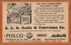 BGM Radio & Television Company Postcard