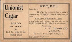 Unionist Cigar Postcard