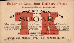 M. J. Brandenstein & Co Importers "Extra Fine Dry Granulated Sugar" San Francisco, CA Postcard Postcard Postcard