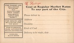 C. Santinga - Coal at Regular Market Rates to any Part of the City Postcard