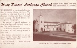 West Portal Lutheran Church San Francisco, CA Postcard Postcard Postcard