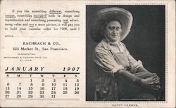 Happy Farmer, Bachrach & Co. January 1907 Calendar Postcard