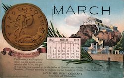 Hilm Millinery Company Importers and Wholesalers March 1912 Calendar Postcard