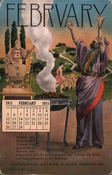 Continental Building & Loan Association, February 1911 Calendar San Francisco, CA Calendars Postcard Postcard Postcard