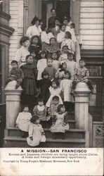 A Mission: Korean and Japanese Children on Steps Postcard