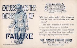 San Francisco Business College - Excuses are the Patches of Failure Postcard