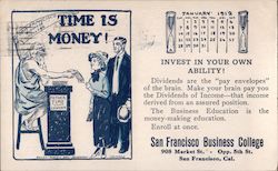 San Francisco Business College - Time is Money California Postcard Postcard Postcard