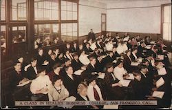 A Class in Heald's Business College Postcard