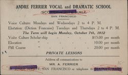 Andre Ferrier Vocal and Dramatic School Postcard