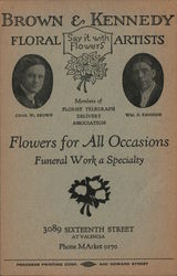 Brown & Kennedy Floral Artists, Florist Postcard