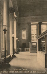 Interior View- Savings Union Bank and Trust Co. San Francisco, CA Postcard Postcard Postcard