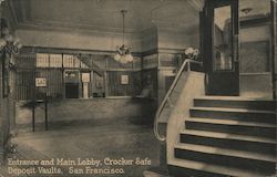 Entrance and Main Lobby, Crocker Safe Deposit Vaults Postcard