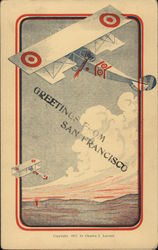 Greetings from San Francisco, Aerial Series, Biplanes Flying Postcard