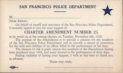 San Francisco Police Department California Postcard Postcard Postcard