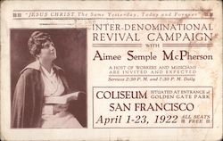 Inter-Denominational Revival with Aimee Semple McPherson Postcard