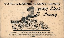 Vote For Lannis (Lanny) Lewis San Francisco, CA Postcard Postcard Postcard