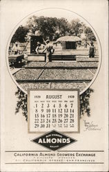 Blue Diamond Almonds Brand California Almond Growers Exchange August 1920 Calender San Francisco, CA Postcard Postcard Postcard