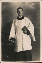 A Priest in a White Robe - British Religious Postcard Postcard Postcard