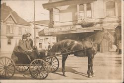 Mariposa Market Man and a Woman in a Horse Carriage San Francisco, CA Postcard Postcard Postcard