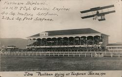 1910 Louis Paulhan Flyiing at Tanforan, Farman Biplane San Francisco, CA Aviators Postcard Postcard Postcard