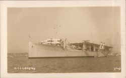 U.S.S. Langley - First US Aircraft Carrier Postcard