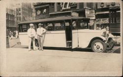 Tour Bus and Drivers Postcard