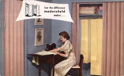 See the difference modernfold makes ... woman folding doors Postcard