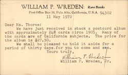 William P. Wreden: Rare books Palo Alto, CA Postcard Postcard Postcard