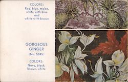 Colors: Red, blue, maize, white with blue and white with brown. Gorgeous Ginger (No. 5045) Colors: Navy, black, brown, white Postcard