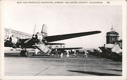 Busy San Francisco Municipal Airport, San Mateo County, California Postcard Postcard Postcard