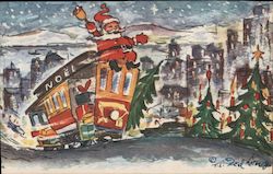 Santa on Top of a Cable Car Postcard