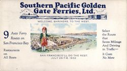 Southern Pacific Golden Gate Ferries, Ltd. - Welcome, Shriner's, to the West San Francisco, CA Other Ephemera Ephemera Ephemera