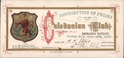 1877 Caledonian Club Ticket San Francisco, CA Other Ephemera Ephemera Ephemera