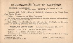 Commonwealth Club of California Special Luncheon Postcard