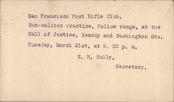 San Francisco Post Rifle Club Postcard