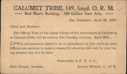 Calumet Tribe 149, Improved Order of Red Men Postcard