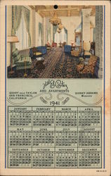 Hotel El Cortez, Geary near Taylor - 1941 Calendar Postcard