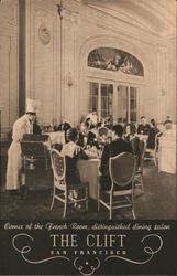 The Clift - Corner of the French Room, Distinguished Dining Salon Postcard