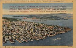 Downtown Business District and "Golden Gate" Entrance to San Francisco Bay, Calif. California Postcard Postcard Postcard