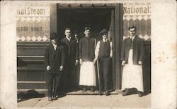 Men Outside Saloon, Pool Hall National Steam Beer Postcard