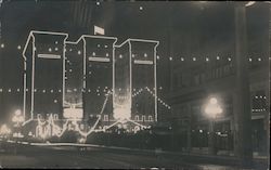 Hotel Outline Illuminated at Night San Francisco, CA Postcard Postcard Postcard