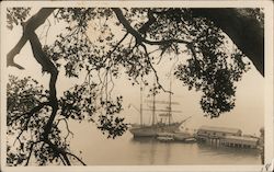 Sailboat at Dock, Goat Island (Yerba Buena) San Francisco, CA Postcard Postcard Postcard