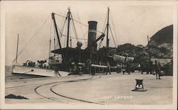 Steam Ship Just Landed Postcard