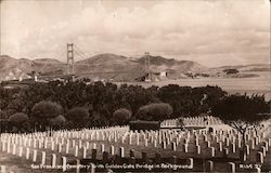 Cemetery with Golden Gate Bridge in Background Postcard