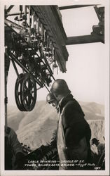 Cable Spinning - Saddle of S.F. Tower, Golden Gate Bridge Postcard