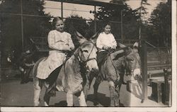 Two Girls on Donkeys, Golden Gate Park Postcard