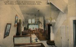 Lobby and Office of Goodfriend Hotel, 245 Powell Street San Francisco, CA Postcard Postcard Postcard