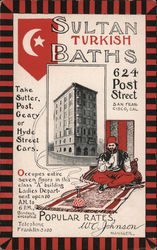 Sultan Turkish Baths - Take Sutter, Post, Geary, or Hyde Street Cars San Francisco, CA Postcard Postcard Postcard