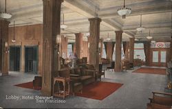 Lobby, Hotel Stewart Postcard